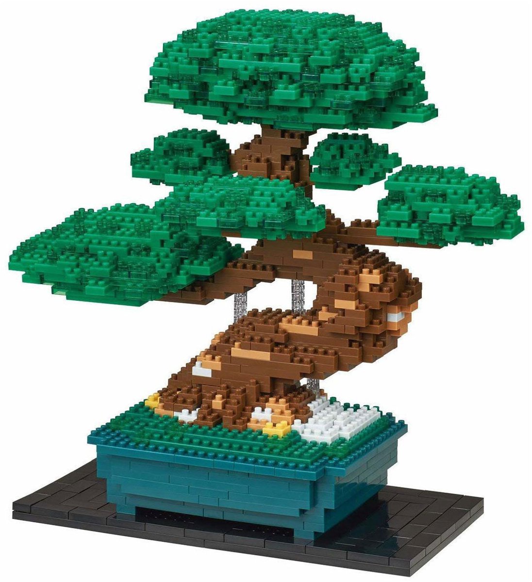 Bandai - nanoblock - bonsaï de luxe - figurine en brique - ensemble de construction de bonsaï en brique 1130 - kit de construction de figurine de bonsaï en fleur de pixel - mini usine de briques - nbc039