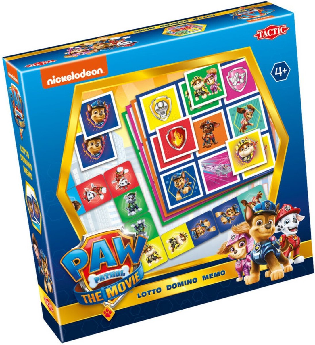 Tactic Paw Patrol : The Movie collection de jeux 3 en 1 – jeu de cartes – loto – domino – mémo – jeu enfant à partir de 4 ans