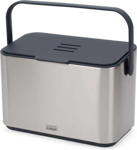 Joseph joseph - seau à compost pour déchets de cuisine avec bac intérieur 4 litres - acier inoxydable - gris