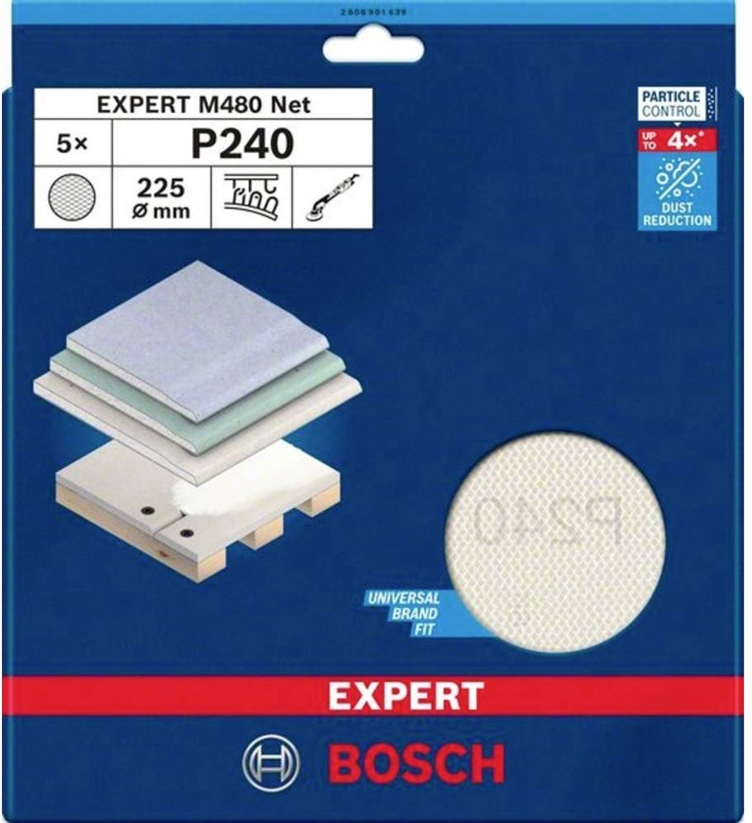 Bosch accessoires expert m480 filet de ponçage 225 mm, k 240, 5 pièces - 2608901639