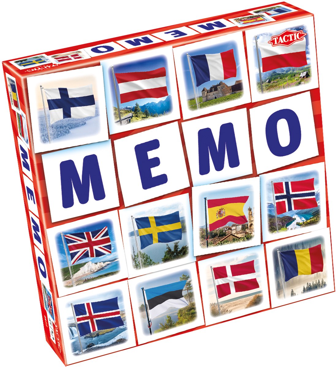 Drapeaux mémo tactiques - jeu mémo - trouver les bonnes paires - apprendre à reconnaître les drapeaux des pays - jeu de société éducatif pour les enfants et les familles - 2 à 6 joueurs - à partir de 3 ans