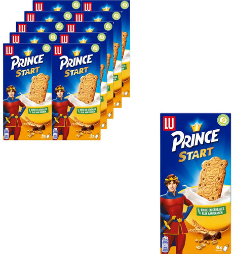 Lu prince start biscuits naturels pour petit-déjeuner 10 x 300g (6 x 50g) - cookies - cookie on the go - café - thé - travail - bouillon