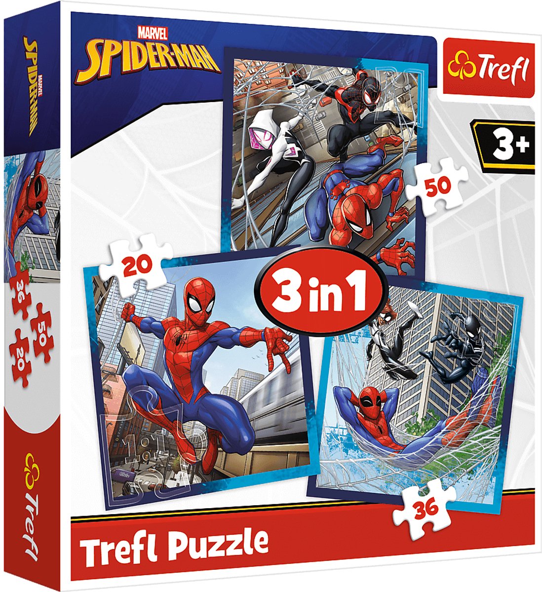 Trefl puzzle 3en1 spider-man - Puzzle enfant Disney Marvel en carton.