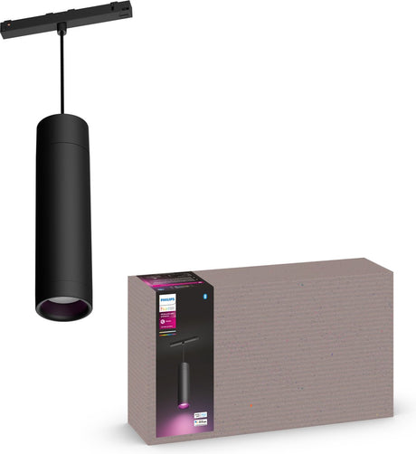 Lampe suspendue Philips hue perifo - lumière blanche et colorée - noire - rallonge