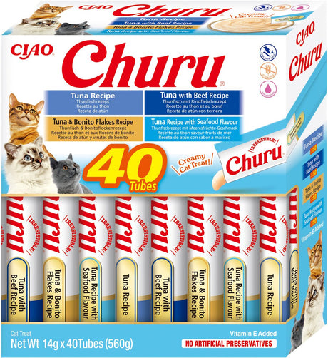 Coffret variété Ciao inaba churu - variété thon fruits de mer - 40 pièces