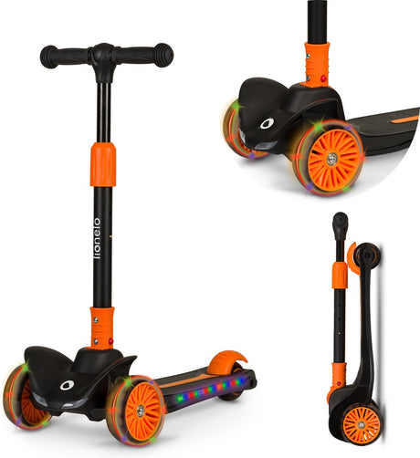 Trottinette enfant Lionelo Timmy - draisienne pour enfant - à partir de 3 ans - jusqu'à 50kg - réglable - roues LED - plateforme antidérapante - guidon rabattable - éclairage dans le passage de roue - aucun assemblage nécessaire