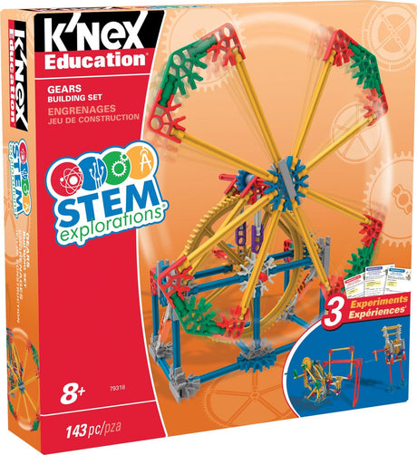 Engrenages d'exploration de tiges éducatives K'nex - ensemble de construction avec moteur - plus de 140 pièces