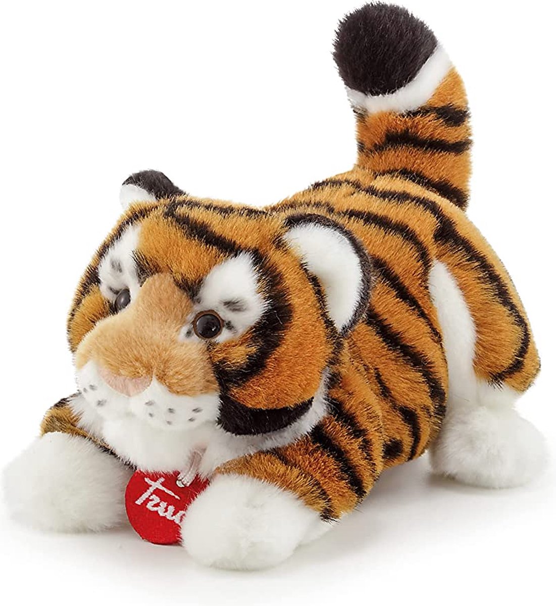 Trudi - peluche chiot classique tigre bruce 14 cm - fait main en Italie - peluche de haute qualité - peluche pour garçons et filles - orange blanc noir - 14x14x23 cm taille l