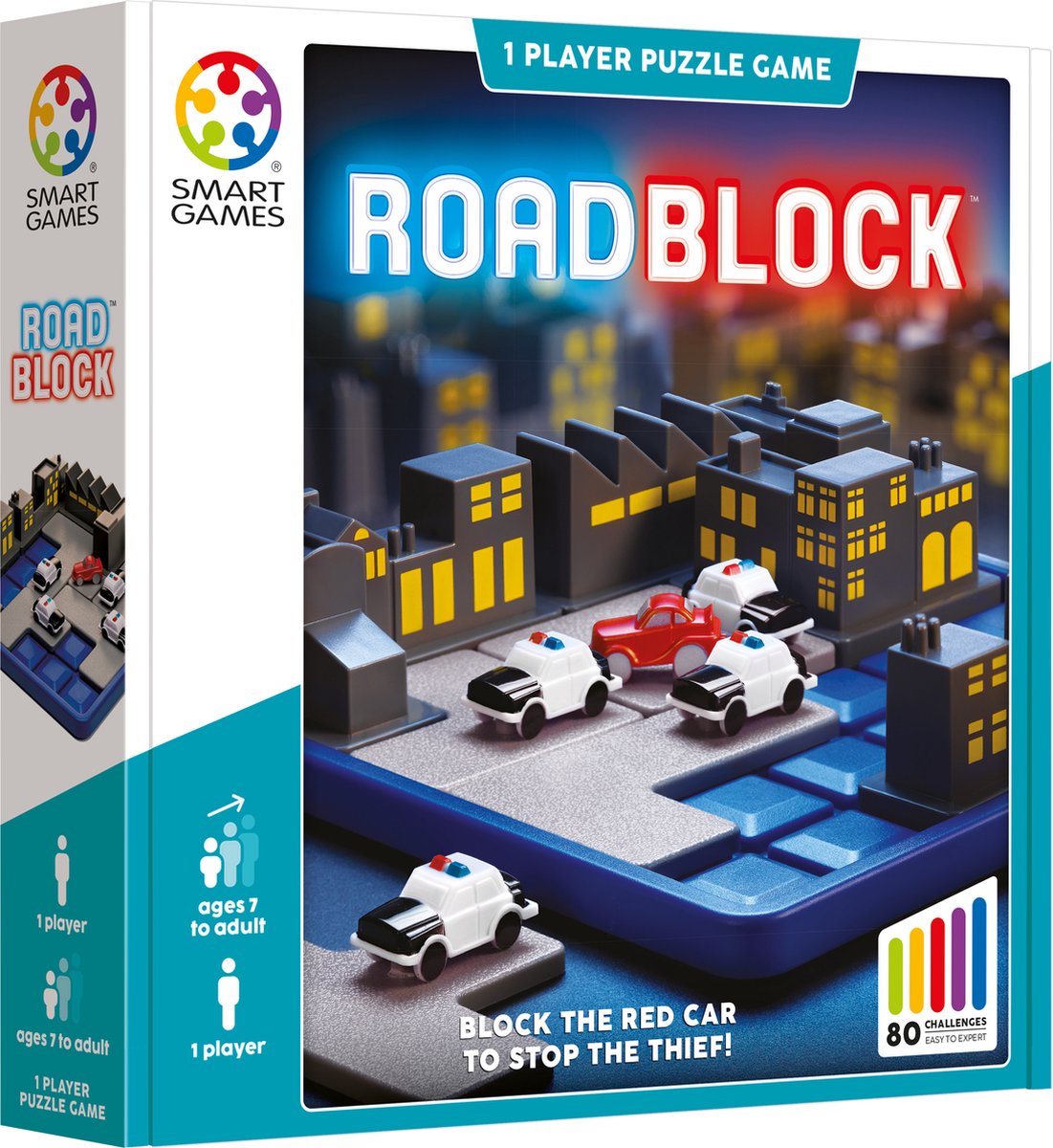 Roadblock de jeux intelligents - jeu de réflexion logique - 80 défis éducatifs d'escrocs de la police - jeu solo de casse-tête spatial - à partir de 7 ans