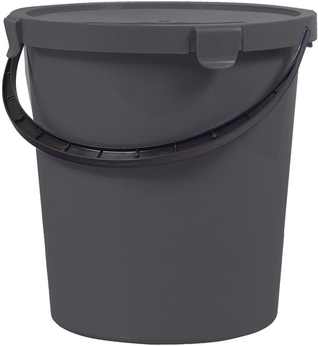 Seau Plast team berry 5l avec couvercle et poignée, gris foncé