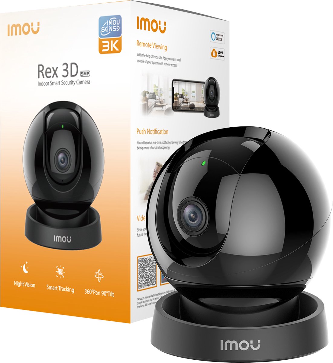 Imou rex 3D petcam - caméra de sécurité - résolution 3k - couverture 360° - détection de sons anormaux - communication bidirectionnelle - garantie 3 ans