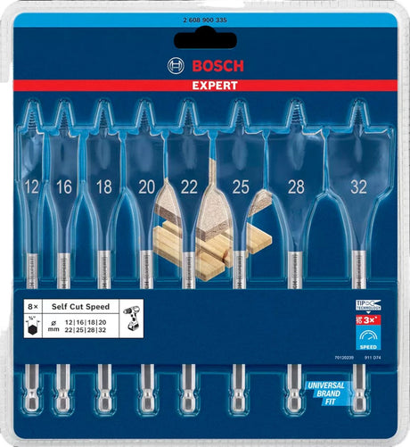 Ensemble de forets rapides à coupe automatique Bosch Expert - Ensemble de forets à bois de 8 pièces