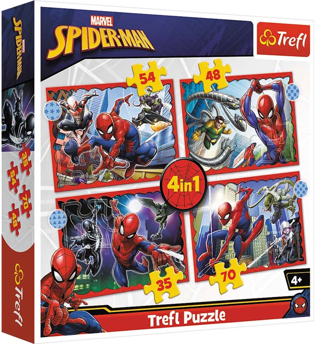 Puzzle Trefl Spider-Man 4-en-1 - Puzzle pour enfants en carton Disney Marvel.