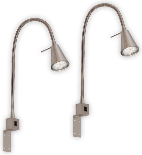 Briloner tuso - lot de 2 appliques - lampes de chevet - incl. lumière blanc chaud 3 000 k - gu10 - nickel mat - métal - 40,3 x 21,7 x 5,8 cm
