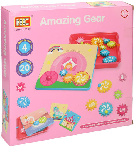 Lobbes Toys BV Gear Set Jouets éducatifs Rose 20 pièces colorées créatives.