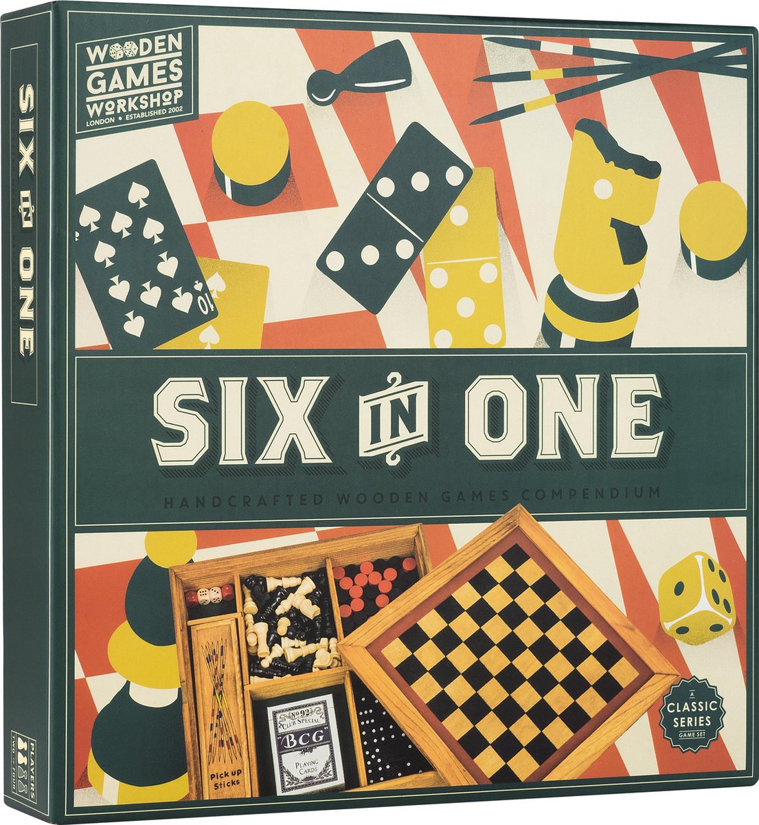 Atelier de jeux en bois Van der Doelen Coffret de jeu 6 en 1 en bois