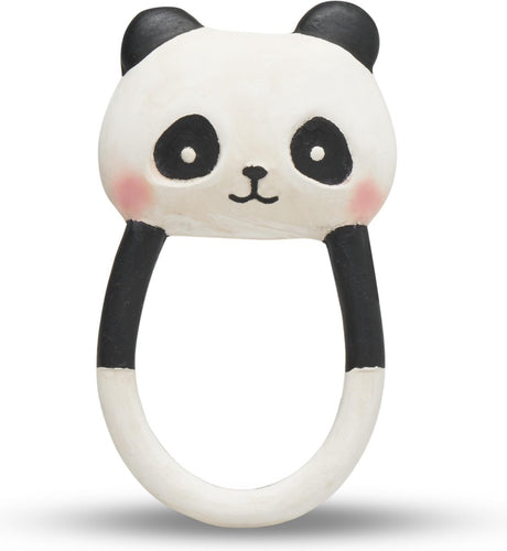 Lanco jouets anneau de dentition en caoutchouc lanco - kori le panda - noir - blanc
