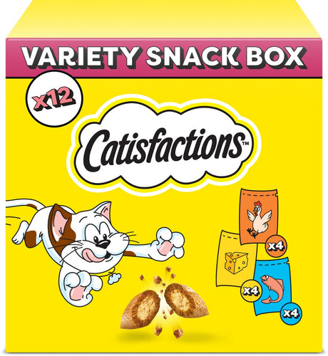 Catisfactions snacks pour chats - boîte à collations variées - poulet fromage saumon - 12x60g
