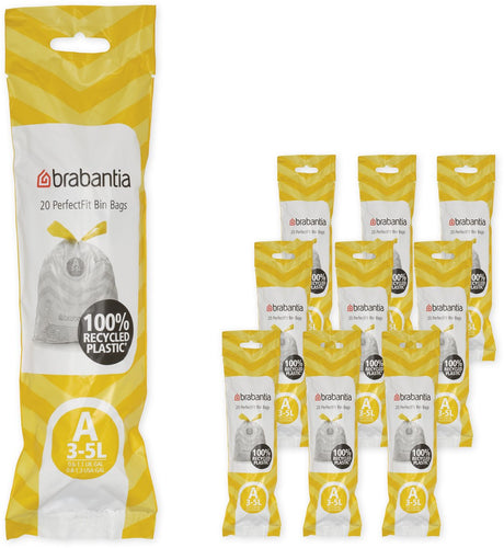 Sacs poubelle Brabantia perfectfit - 3 l - code a - 10 rouleaux x 20 pièces