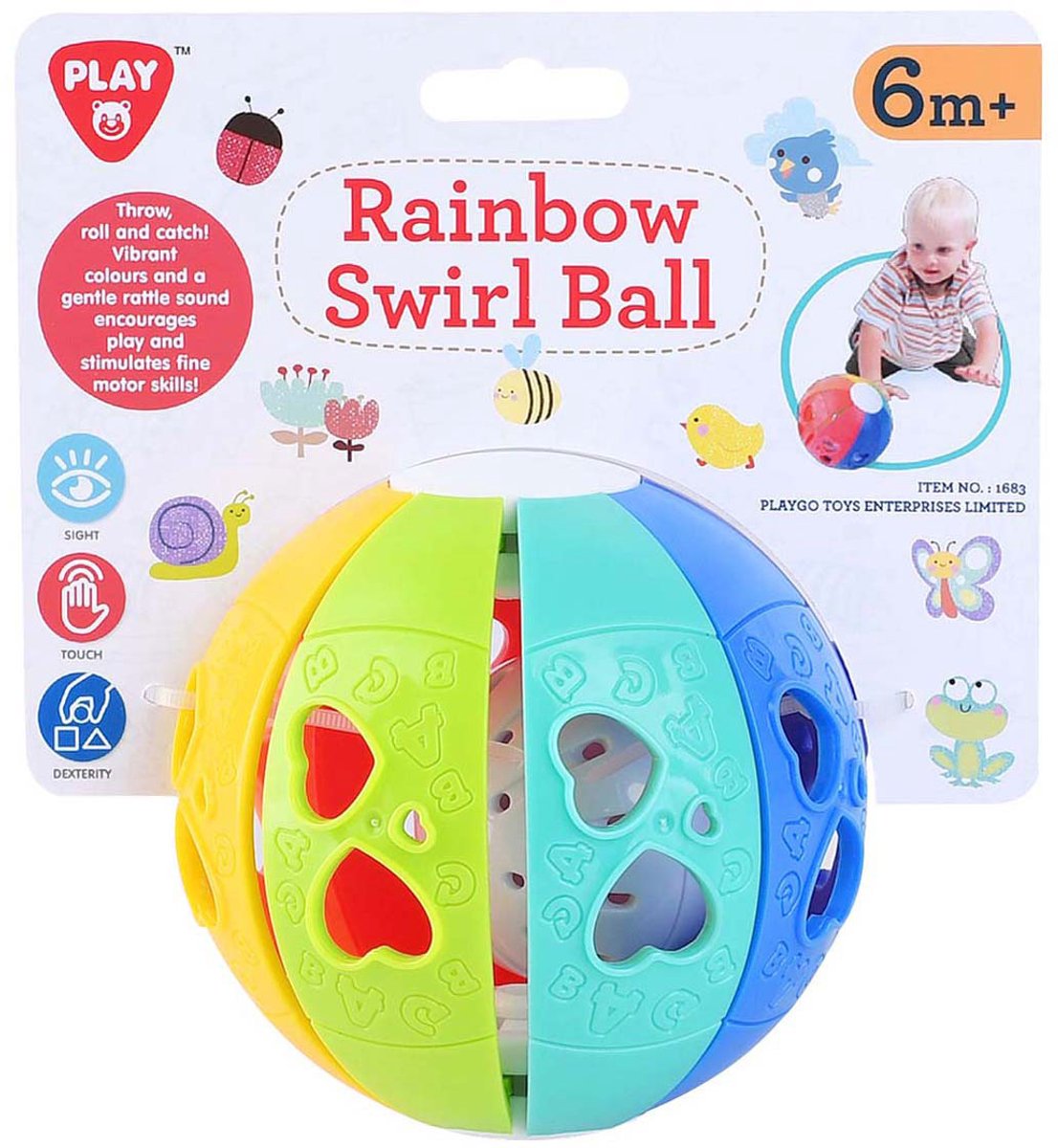 Boule tourbillonnante arc-en-ciel Playgo avec son de hochet