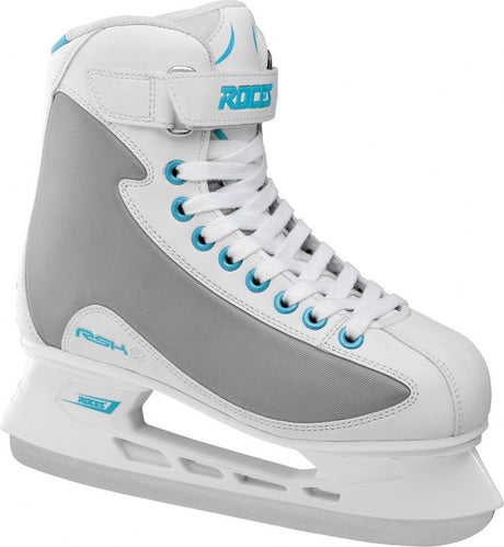 Roces – rsk 2 – patins de hockey sur glace – patins dames – blanc bleu – construction robuste en fer en acier inoxydable – taille eu 38