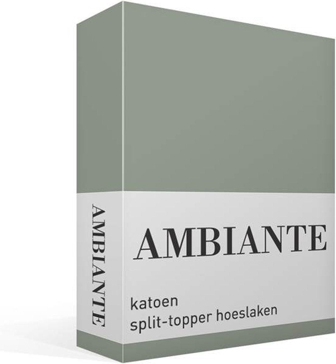 Ambiante cotton uni split-topper hoeslaken - lits-jumeaux - green