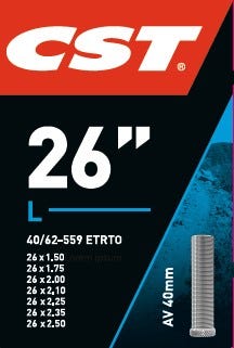 CST Inner Tube AV13 26 pouces 40 62-559 AV 40 mm 071301
