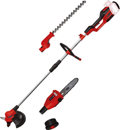 Multi-outil de jardin à batterie Einhell ge-lm 36 4in1 li bl solo - power x-change - 36 v li-ion - moteur brushless - 4 fonctions : tronçonneuse taille-haie taille-haie avec lame et coupe-bordure avec fil - excl. batterie et chargeur