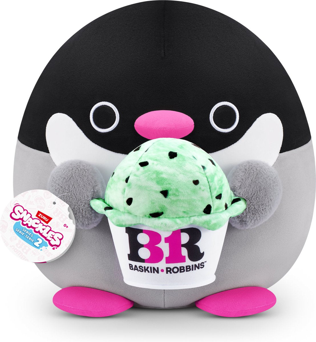Snackles série 2 - pénélope pingouin avec bassin-robbin - 35 cm de zuru