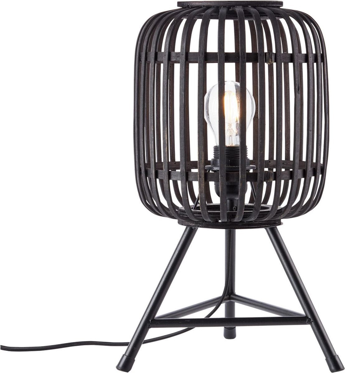 Brilliant woodrow - lampe de table - e27 max 1x60w - bois noir