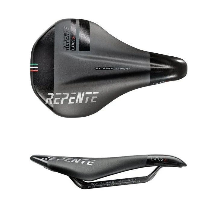 Repente zadel latus cl full carbon zwart zilver logo
