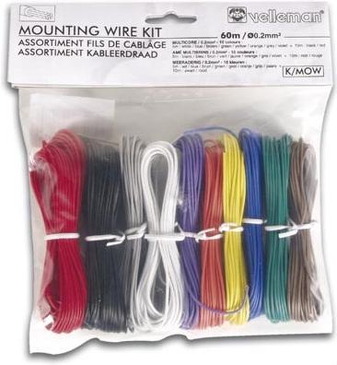 Jeu de câbles de montage Velleman - 10 couleurs - 60m - multiconducteur