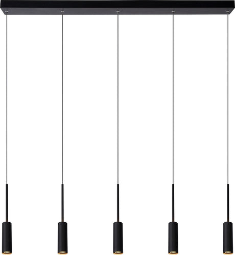 Lucide tubule - lampe suspendue - LED - 5x7w 2700k - noir