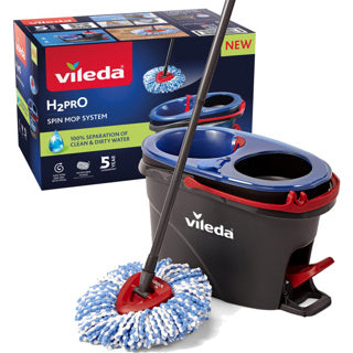 Système de vadrouille à essorage Vileda h2pro - ensemble complet de vadrouille avec seau et presse à pédale - 2 réservoirs d'eau séparés - eau toujours propre