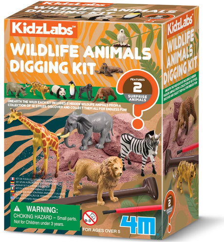 Kit de fouille 4m - animaux sauvages - science et jeux - 2 animaux-12 variétés - kidzlabs - 5+