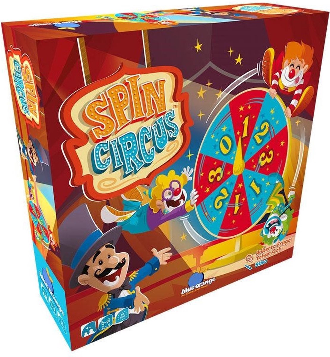 Jeux Geronimo jeux bleu orange - spin circus - jeu familial - nl fr en - 2-5 joueurs - à partir de 4 ans