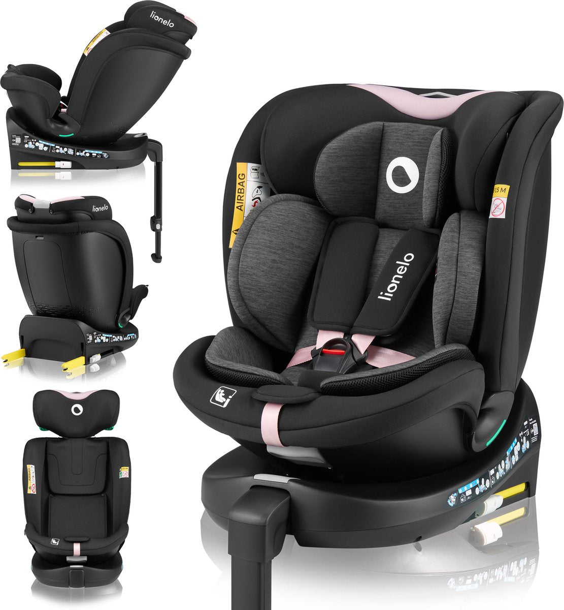 Siège auto Lionelo marine i-size 40-150 cm – rotatif à 360° – easyturn – jambe de stabilisation isofix – recul jusqu'à 105 cm – dossier réglable – ventilation dri-seat – homologué R129 – groupe 0 1 2 3 – confort sécurité