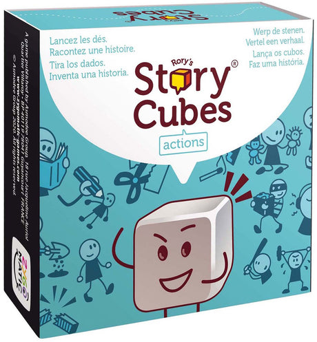Actions de jeu de dés de cubes d'histoire de Rory - jeu familial créatif.