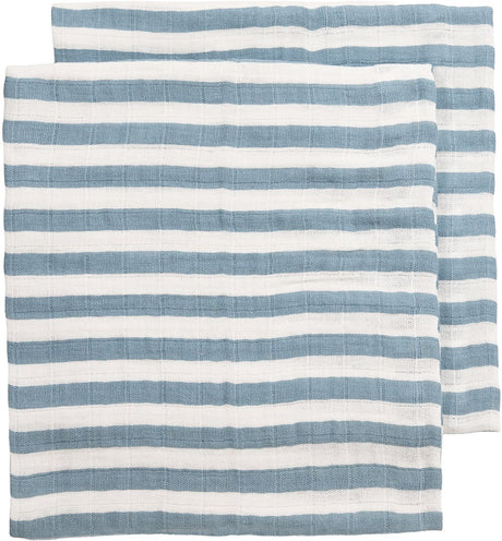 Meyco baby fat stripe chiffons hydrophiles prélavés - paquet de 2 - hydrophile prélavé - bleu jeans - 70x70cm