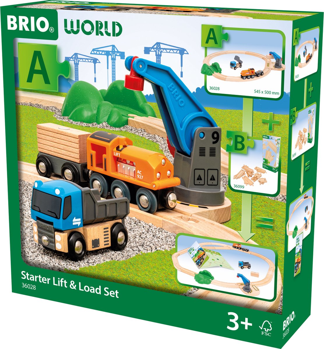 Ravensburger Brio World - 36028 set pour débutants en levage et chargement | ensemble de trains jouets pour enfants à partir de 3 ans