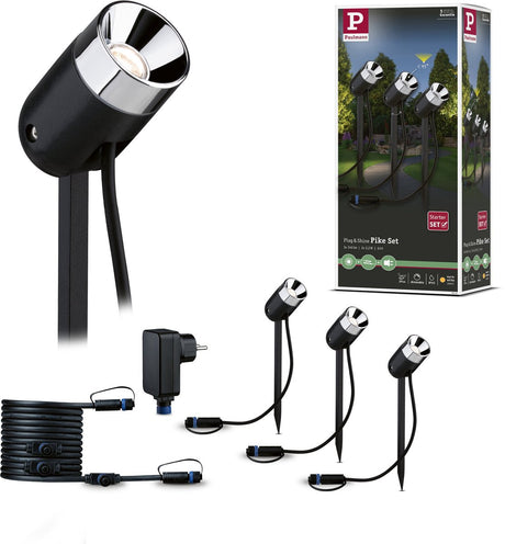Paulmann plug briller spots de jardin LED brochet set de base ip65 3000k 3x2,2w 21va anthracite