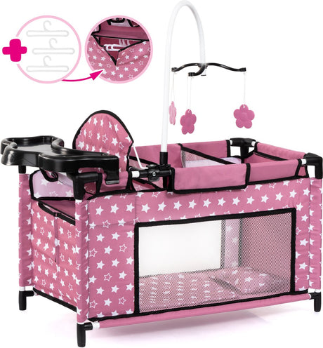 Lit multiple design Bayer pour poupées jusqu'à 46 cm rose foncé