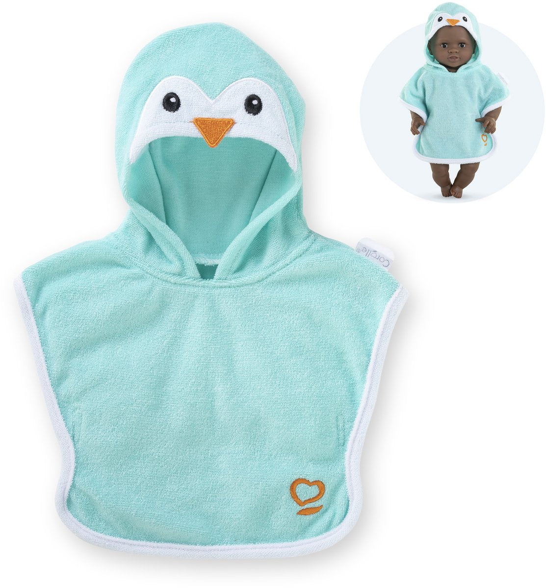 Cape de bain Corolle pour poupée - pingouin, 30cm