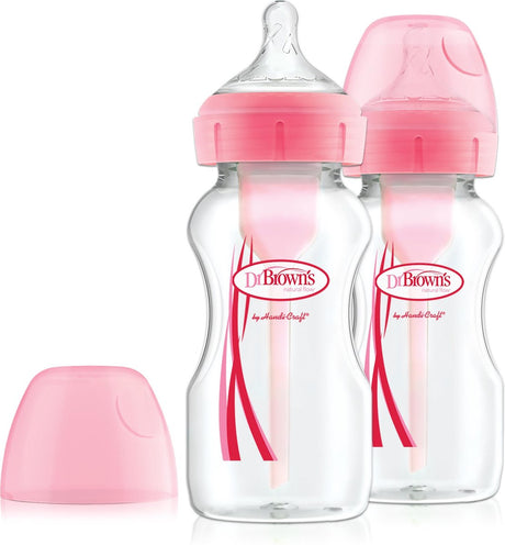 Dr. brown's options+ biberon anti-colique - biberon à col large - 270ml - rose - 2 pièces