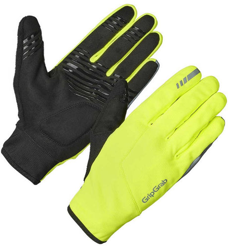 Gripgrab - Hurricane 2 gants de cyclisme coupe-vent printemps-automne doigt long avec rembourrage - jaune haute visibilité - unisexe - taille m