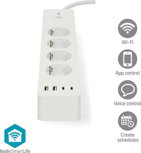 Multiprise intelligente Nedis smartlife - avec USB-A et USB-C - 4 voies