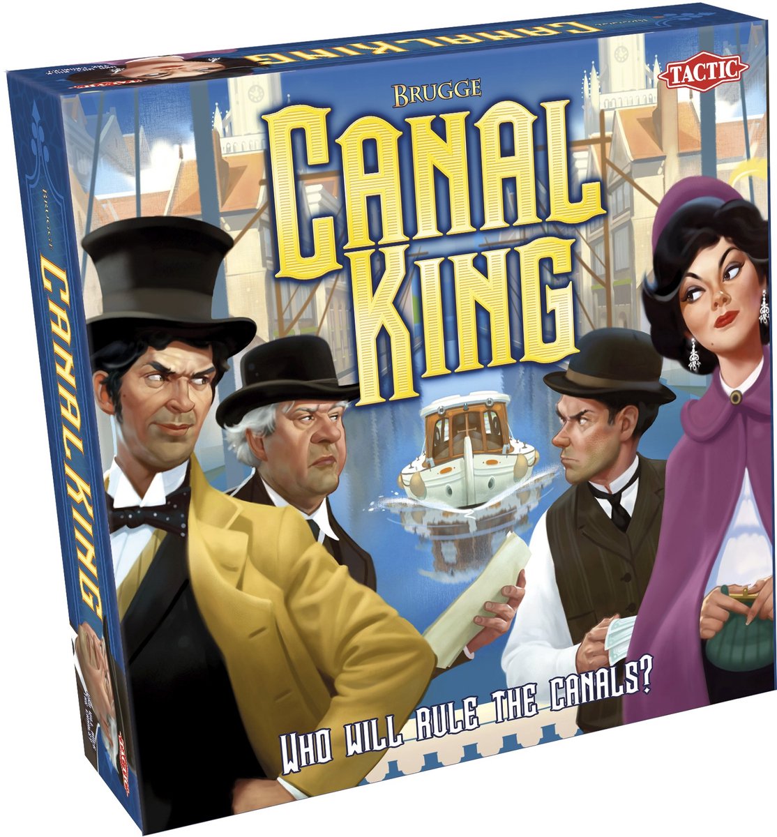 Tactic Canal King Bruges – jeu de société – construction d'itinéraires stratégiques – bataille des canaux dans la ville historique de Bruges – jeu familial – 2 à 6 joueurs – à partir de 8 ans