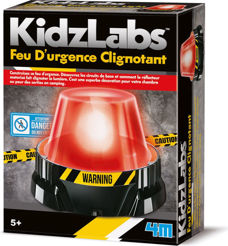 4m science et jeux - construisez votre propre lumière de secours clignotante - kit de construction - kidzlabs - 5+