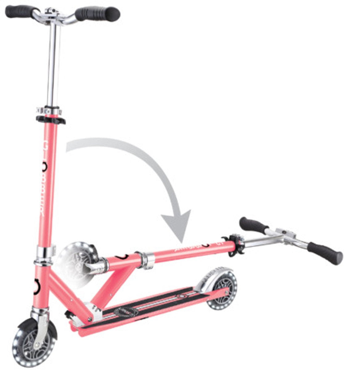 Trottinette Globber - éléments de flux lumineux rose - rose - roues lumineuses - pliable - réglable en hauteur - à partir de 5 ans