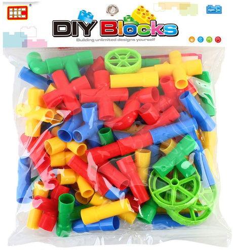 Lobbes jouets, par exemple Lobbes jeu de construction jouet construction tubes roues 72 pièces créatives.